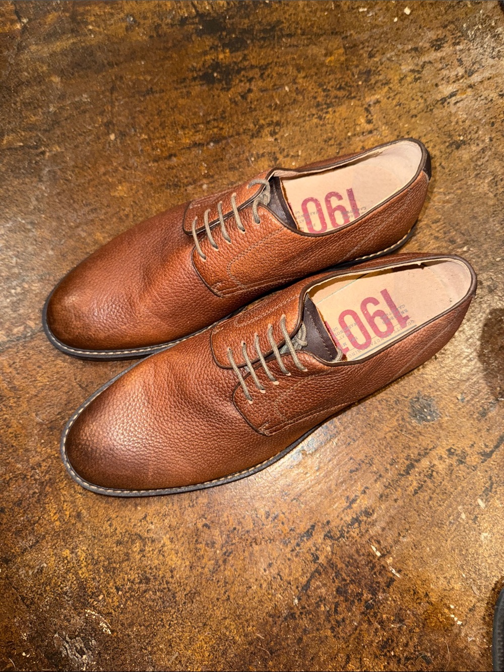 1901 Men's Tan/Brown Leather Derby Oxfords